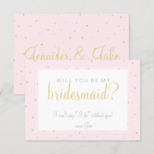 Kommer du att bli mitt Bridesmaid Card - Guld Dots Inbjudningar