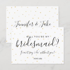 Kommer du att bli mitt Bridesmaid Card - Guld Dots Inbjudningar