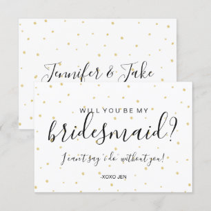 Kommer du att bli mitt Bridesmaid Card - Guld Dots Inbjudningar