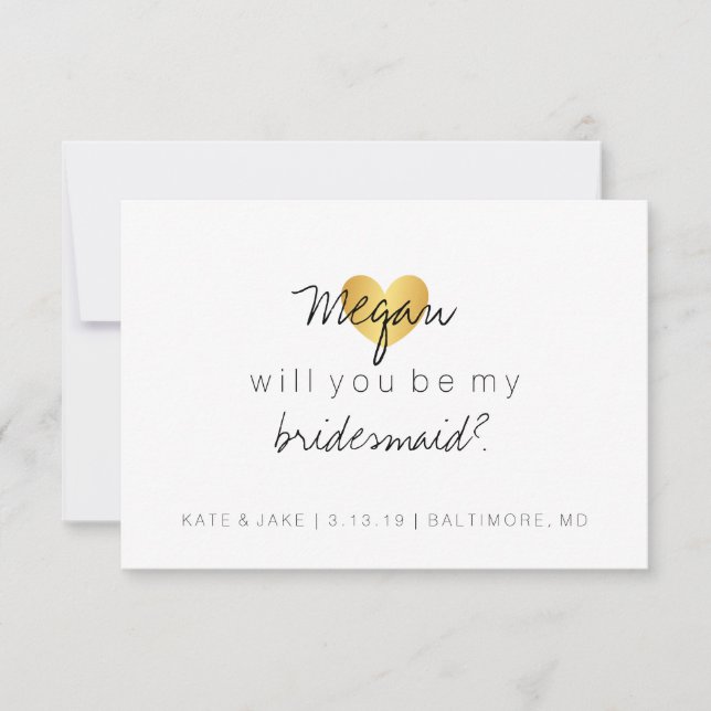Kommer du att bli mitt Bridesmaid Card - Heart's F Inbjudningar (Framsida)