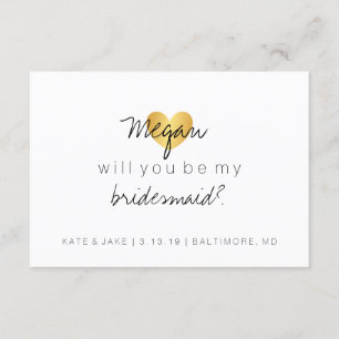 Kommer du att bli mitt Bridesmaid Card - Heart's F Inbjudningar