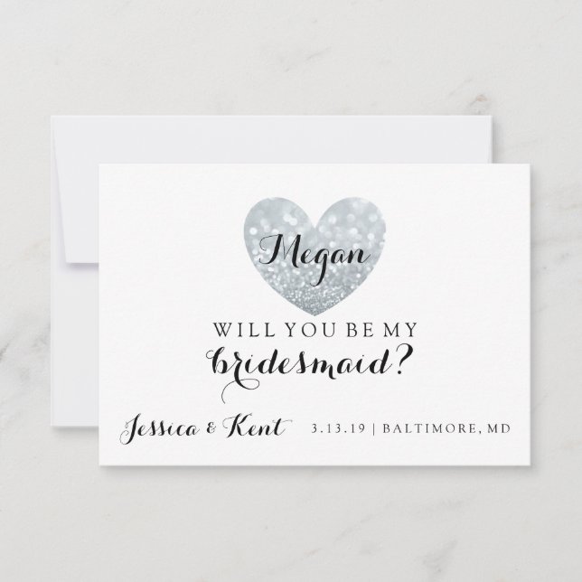 Kommer du att bli mitt Bridesmaid Card - Heart's F Inbjudningar (Framsida)