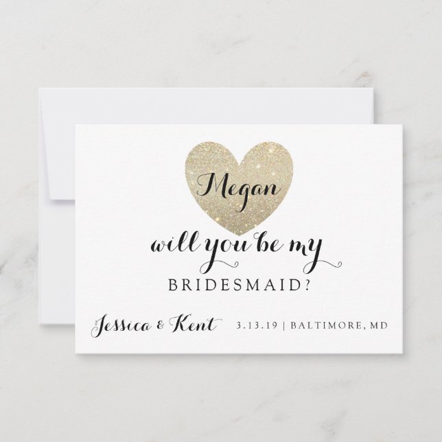 Kommer du att bli mitt Bridesmaid Card - Heart's F Inbjudningar (Framsida)