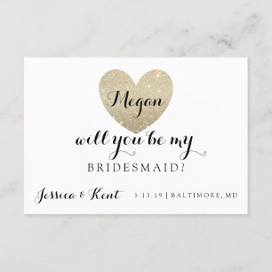 Kommer du att bli mitt Bridesmaid Card - Heart's F Inbjudningar