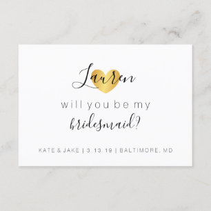 Kommer du att bli mitt Bridesmaid Card - Heart's G Inbjudningar
