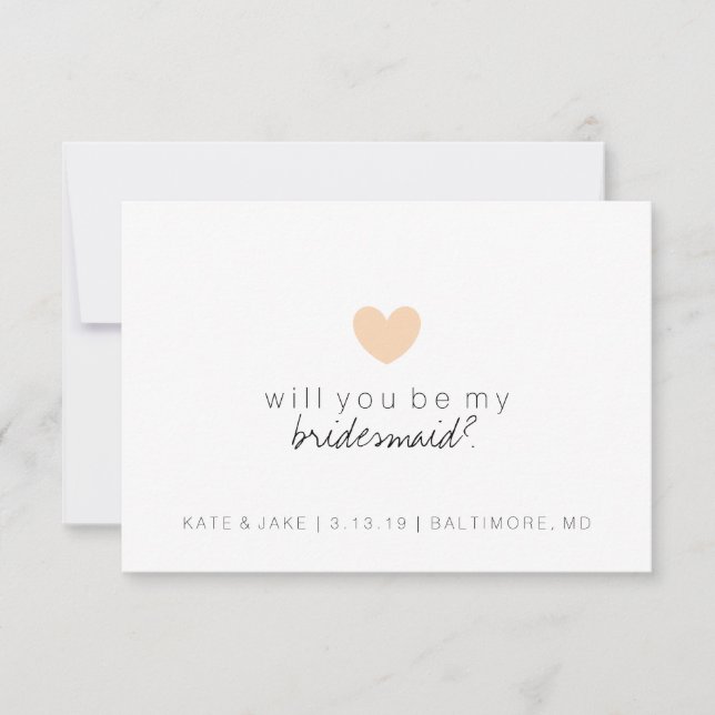 Kommer du att bli mitt Bridesmaid Card - Hjärtpers Inbjudningar (Framsida)