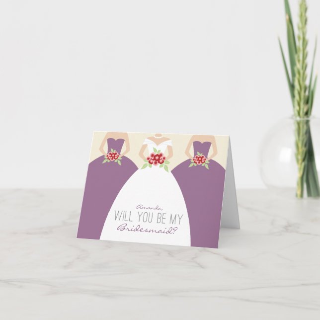 Kommer du att bli mitt Bridesmaid Card (lavender)? Inbjudan (Framsida)