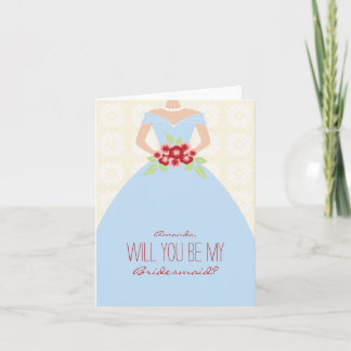 Kommer du att bli mitt Bridesmaid Card (ljusblått) Inbjudan