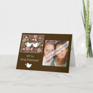Kommer du att bli mitt Bridesmaid Card Love birds Inbjudan