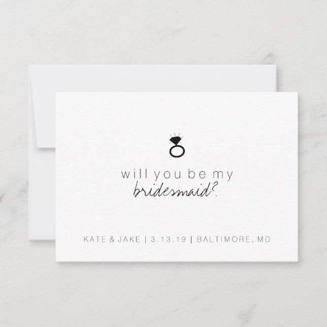 Kommer du att bli mitt Bridesmaid Card - Ring Inbjudningar (Framsida)