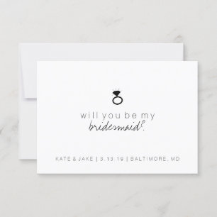 Kommer du att bli mitt Bridesmaid Card - Ring Inbjudningar