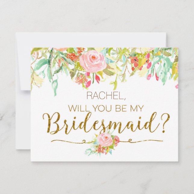 Kommer du att bli mitt Bridesmaid Card Ro Garden? Inbjudningar (Framsida)