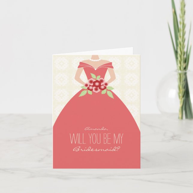 Kommer du att bli mitt Bridesmaid Card (ro)? Inbjudan (Framsida)