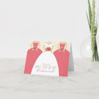 Kommer du att bli mitt Bridesmaid Card (ro rosa) Inbjudan