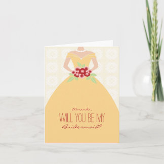 Kommer du att bli mitt Bridesmaid Card (solblommor Inbjudan