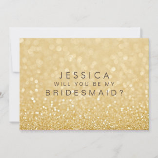 Kommer du att bli mitt Bridesmaid Faux Guld Glitte Inbjudningar