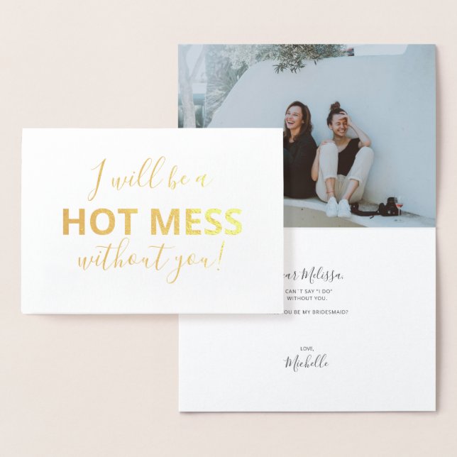 Kommer du att bli mitt bridesmaid Funny Photo Foil Folierat Kort (Display)