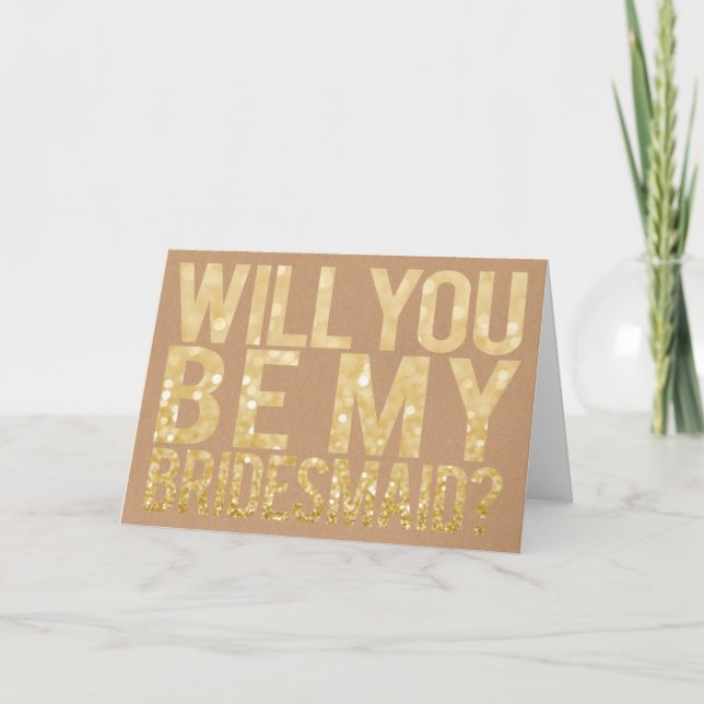 Kommer du att bli mitt Bridesmaid Glitter Typograp Inbjudan (Framsida)