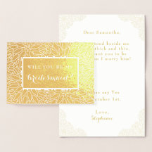 Kommer du att bli mitt Bridesmaid Guld Dahlia-Eleg