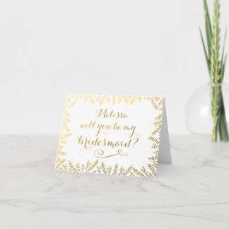 Kommer du att bli mitt Bridesmaid Guld Löv Card? Inbjudan