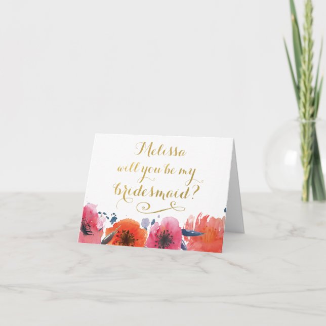 Kommer du att bli mitt Bridesmaid GULD Typography- Inbjudan (Framsida)