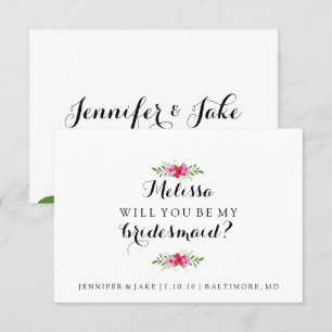 Kommer du att bli mitt Bridesmaid-kort - Flower Gi Inbjudningar