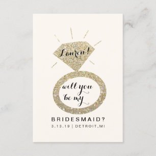 Kommer du att bli mitt Bridesmaid-kort - Glit Diam Inbjudningar