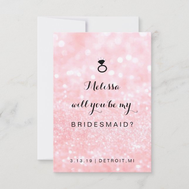Kommer du att bli mitt Bridesmaid-kort - Glit Ring Inbjudningar (Framsida)