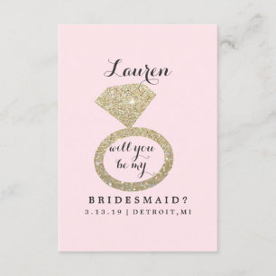 Kommer du att bli mitt Bridesmaid-kort - Glit Ring Inbjudningar