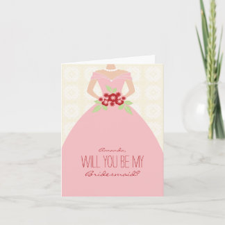Kommer du att bli mitt Bridesmaid-kort (ljust rosa Inbjudan