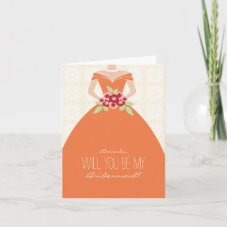 Kommer du att bli mitt Bridesmaid-kort (orange) Inbjudan
