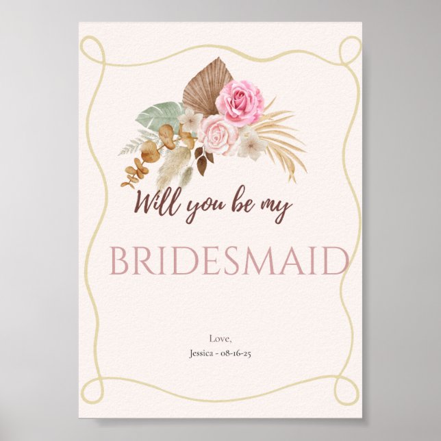 "Kommer du att bli mitt bridesmaid-kort" Poster (Framsidan)