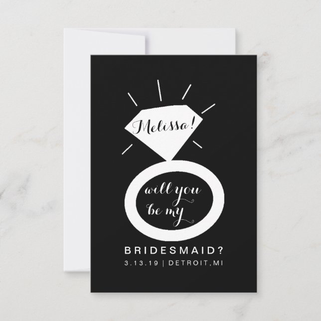 Kommer du att bli mitt Bridesmaid-kort - Ring Fab  Inbjudningar (Framsida)