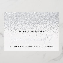 Kommer du att bli mitt Bridesmaid-kort - Silver Fo