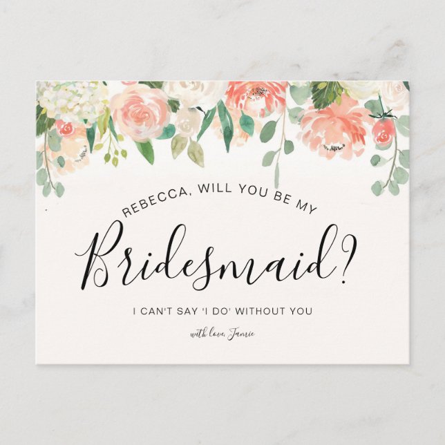 Kommer du att bli mitt Bridesmaid-kort? Vykort (Framsida)