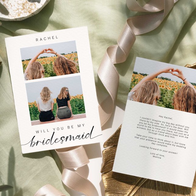 Kommer du att bli mitt Bridesmaid Minimalist 2-fot Inbjudningar (Skapare uppladdad)