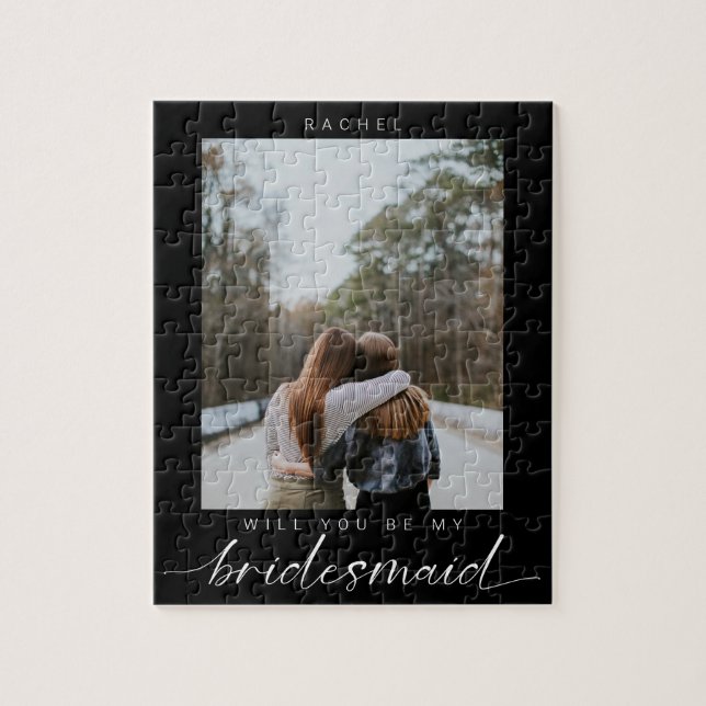 Kommer du att bli mitt Bridesmaid Minimalist Black Pussel (Vertikal)