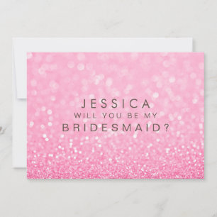 Kommer du att bli mitt Bridesmaid Rosa Glitter Car Inbjudningar