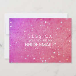 Kommer du att bli mitt Bridesmaid Rosa Glitter Car Inbjudningar