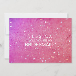 Kommer du att bli mitt Bridesmaid Rosa Glitter Car Inbjudningar
