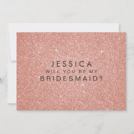 Kommer du att bli mitt Bridesmaid Rosa Guld Glitte Inbjudningar