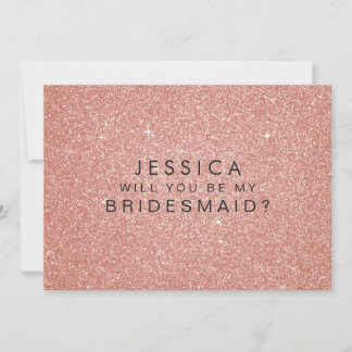 Kommer du att bli mitt Bridesmaid Rosa Guld Glitte Inbjudningar