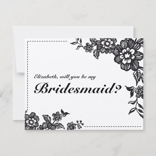 Kommer du att bli mitt Bridesmaid Rustic Blommigt  Inbjudningar (Framsida)