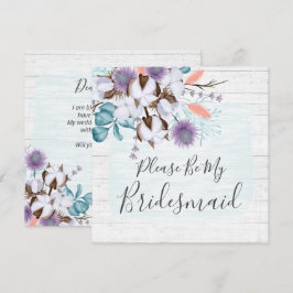 Kommer du att bli mitt Bridesmaid Rustic Wood Blom Inbjudningar
