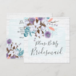 Kommer du att bli mitt Bridesmaid Rustic Wood Blom Inbjudningar