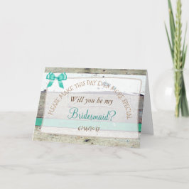 Kommer du att bli mitt Bridesmaid Rustic Wood Card Inbjudan