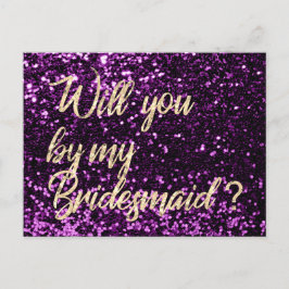 Kommer du att bli mitt Bridesmaid Violet Plum Guld Inbjudan Vykort
