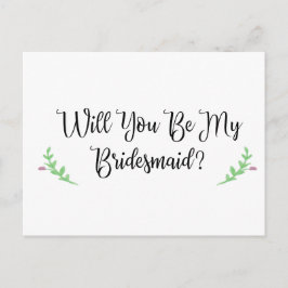 Kommer du att bli mitt Bridesmaid-vykort? Inbjudan Vykort