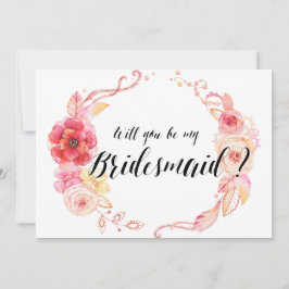 Kommer du att bli mitt bridesmedalkort för Blommig Inbjudningar