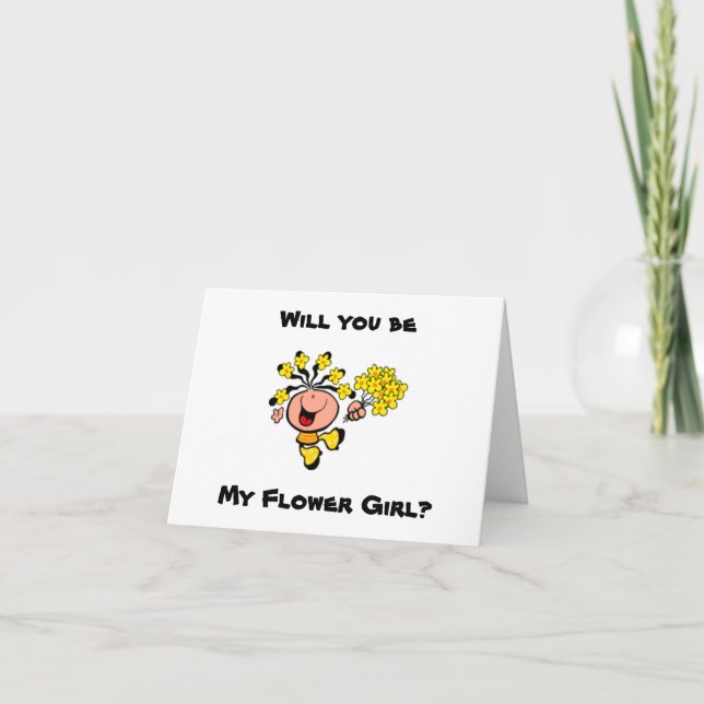 Kommer du att bli mitt Flower Girl tecknad Card? Inbjudan (Framsida)